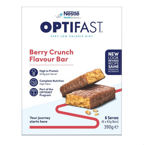 OPTIFAST VLCD Bar Berry Crunch - 6 Pack 65g Bars 390g