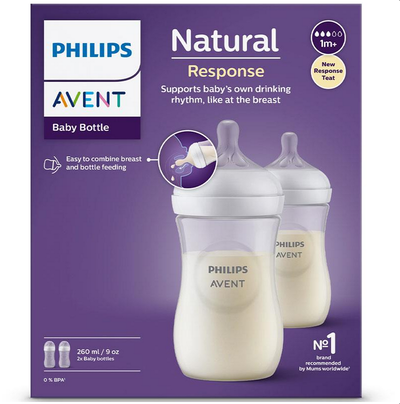 Avent Natural Response Feeding Bottle 260mL 2 Pack