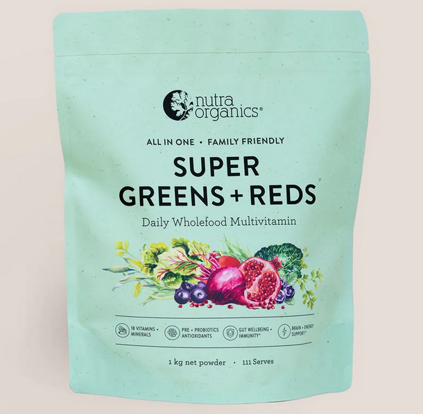 Nutra Organics Super Greens + Reds 1kg (Ships March)