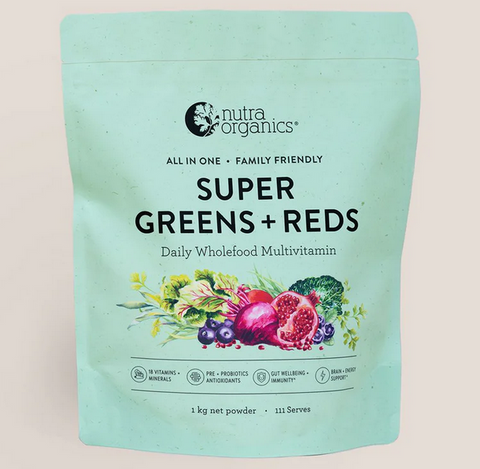 Nutra Organics Super Greens + Reds 1kg (Ships April)