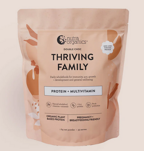Nutra Organics Thriving Family Protein (Protein + Multivitamin) Double Choc 1kg