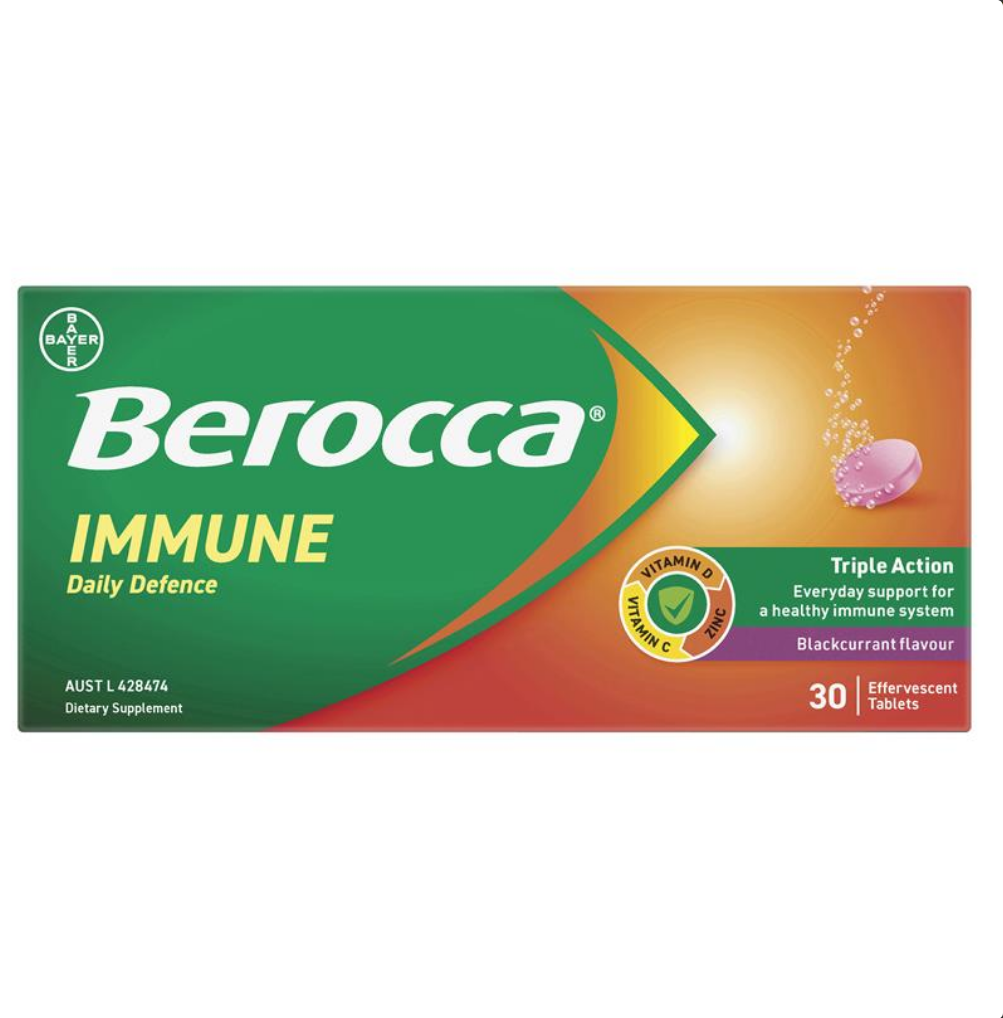 Berocca Immune Daily Defence Blackcurrant 30 Effervescent Tablets