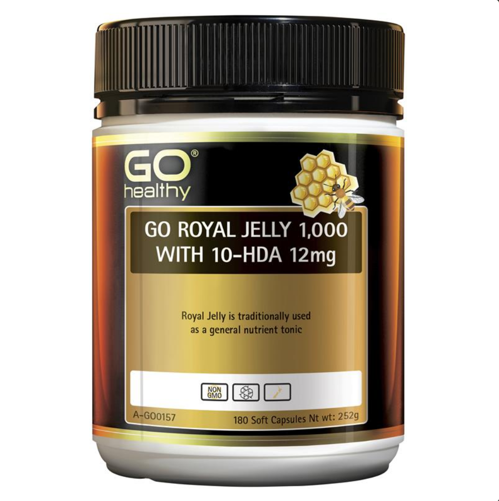 GO Healthy Royal Jelly 1000mg 10 HDA 12mg 180 Capsules