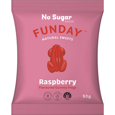 Funday Natural Sweets No Sugar Added Raspberry Flavoured Gummy Frogs 50g