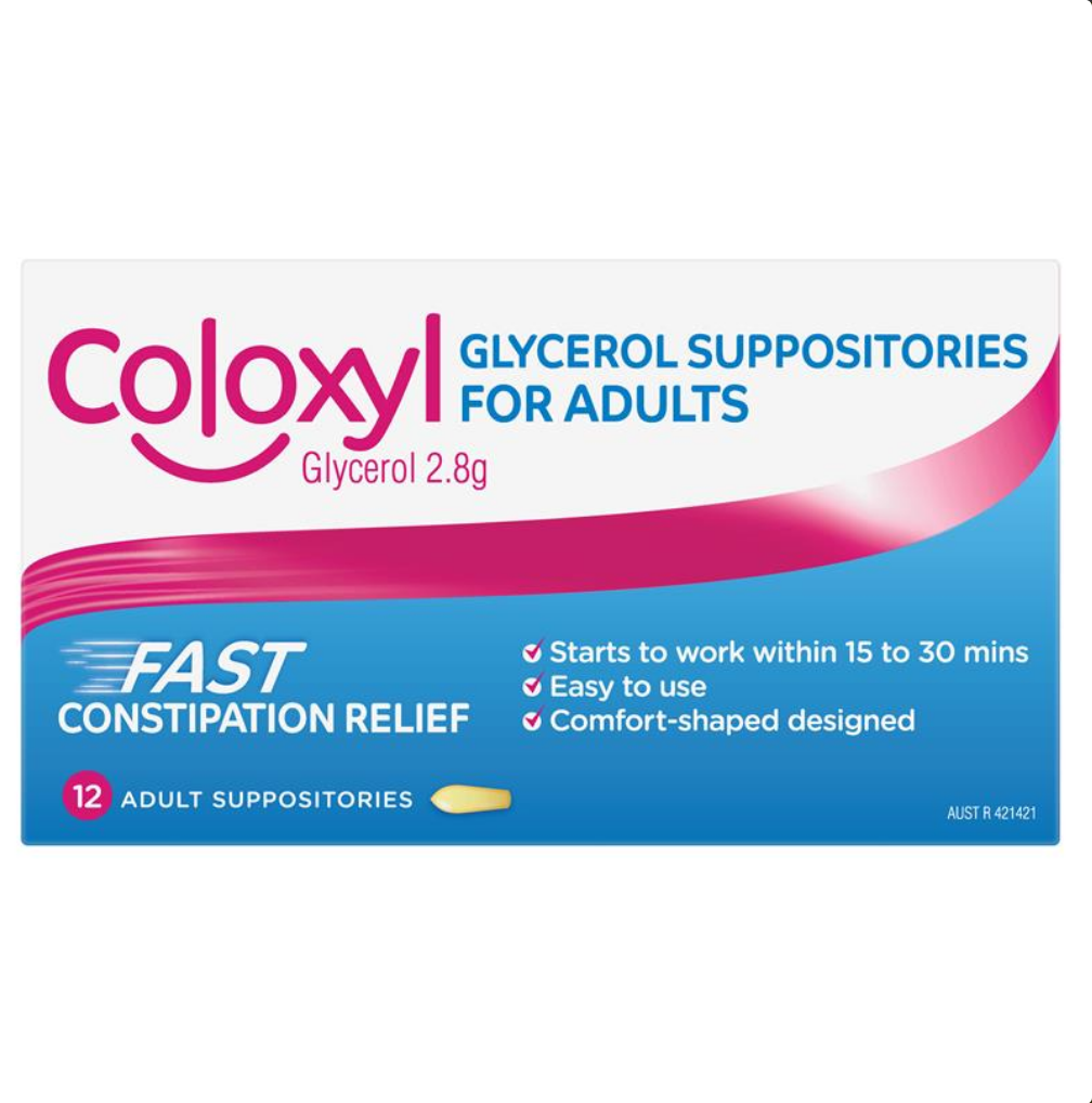 Coloxyl Glycerol Adult 12 Suppositories