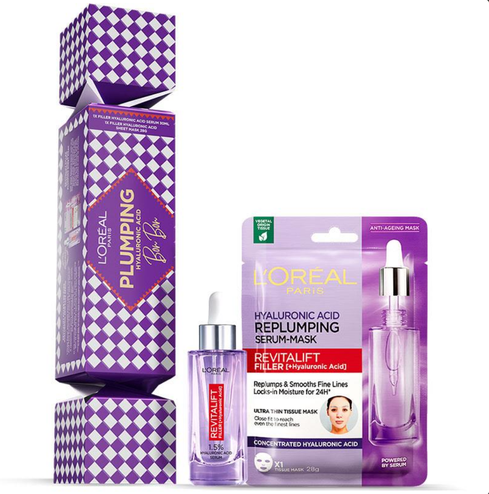 L'Oreal Paris Plumping Hyaluronic Acid Face Mask and Serum Bon Bon Duo Gift Set
