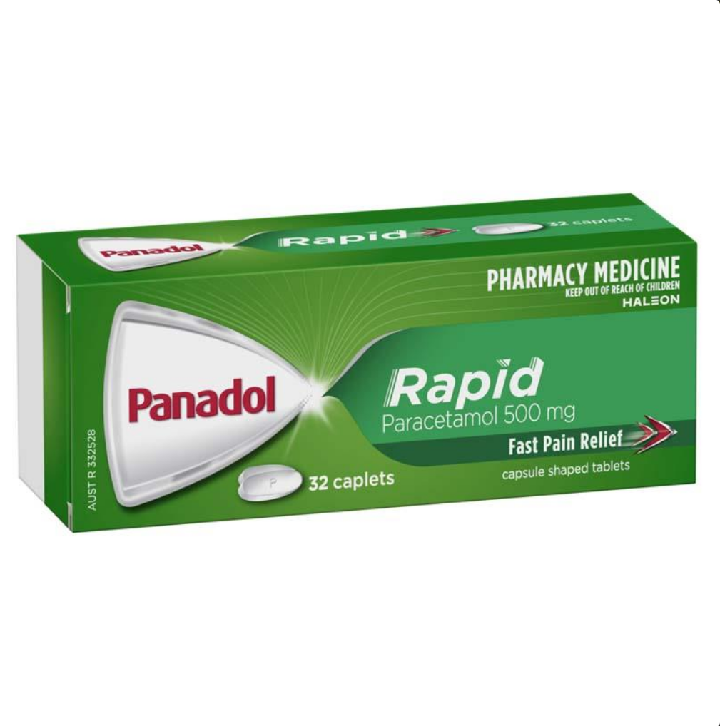 Panadol Rapid Paracetamol 500mg Pain Relief 32 Caplets (LIMIT of ONE per Order)