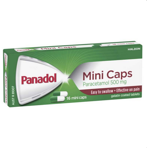 Panadol Mini Caps for Pain Relief Paracetamol 500mg 16