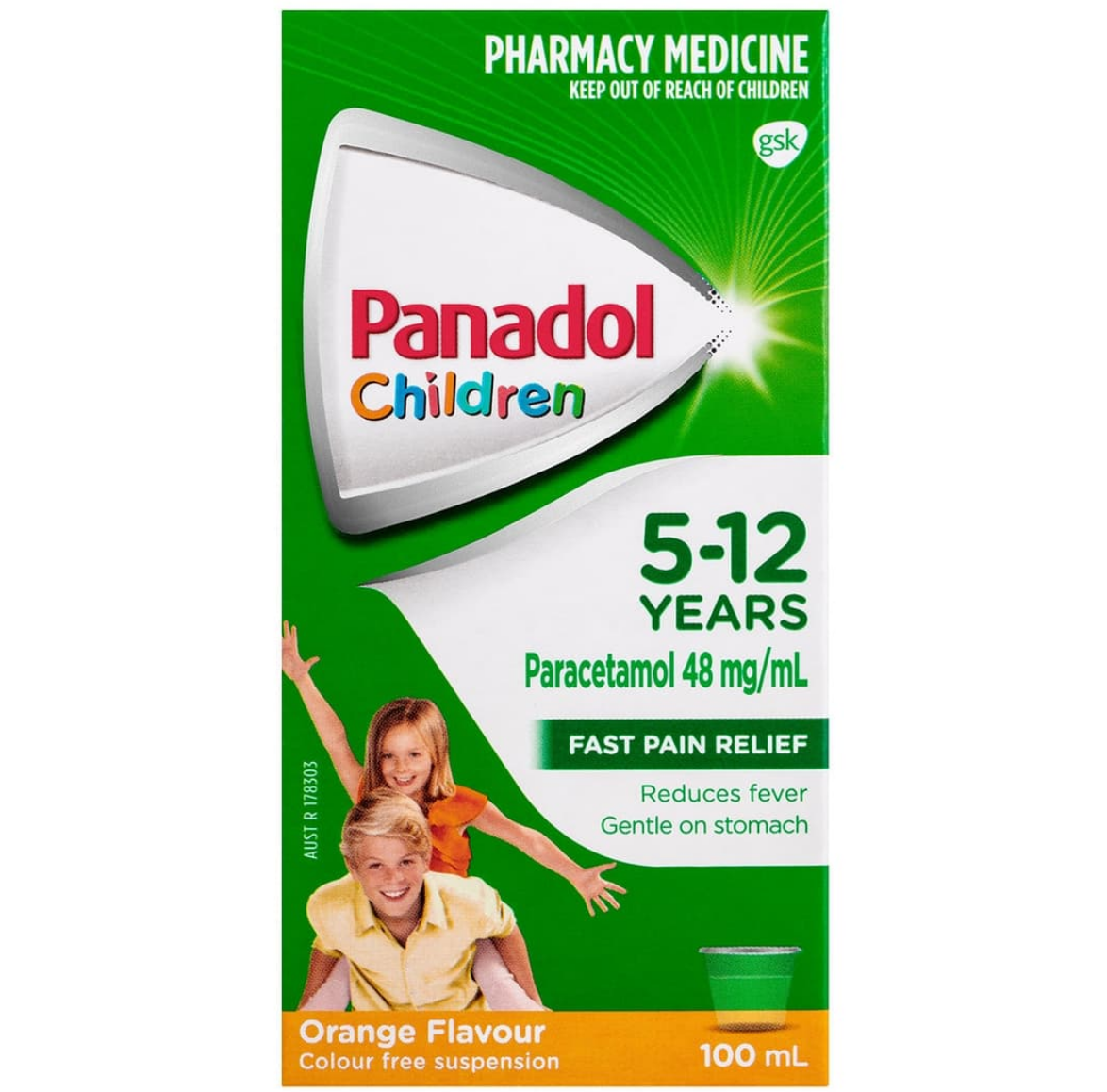 Panadol Children 5-12 Years Suspension Fever & Pain Relief Orange Flavour 100mL (Limit ONE per Order)