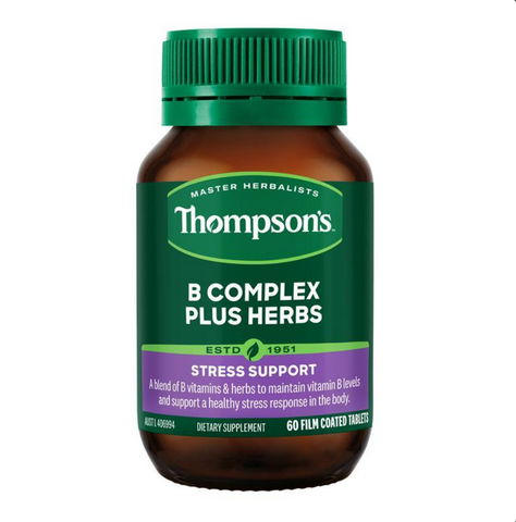 Thompson's B Complex Plus Herbs 60 Tablets (Expiry 04/2025)