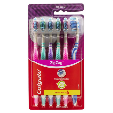 Colgate Zig Zag Deep Interdental Clean Toothbrush Medium Value 6 Pack