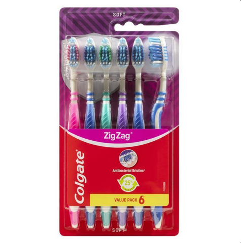Colgate Zig Zag Anti-Bacterial Toothbrush Soft Value 6 Pack