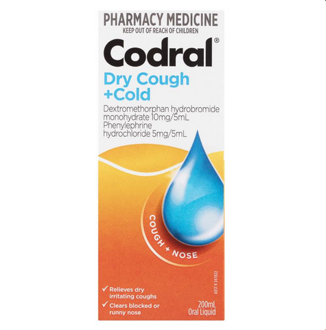 Codral Dry Cough + Cold Oral Liquid 200mL (Limit ONE per Order)