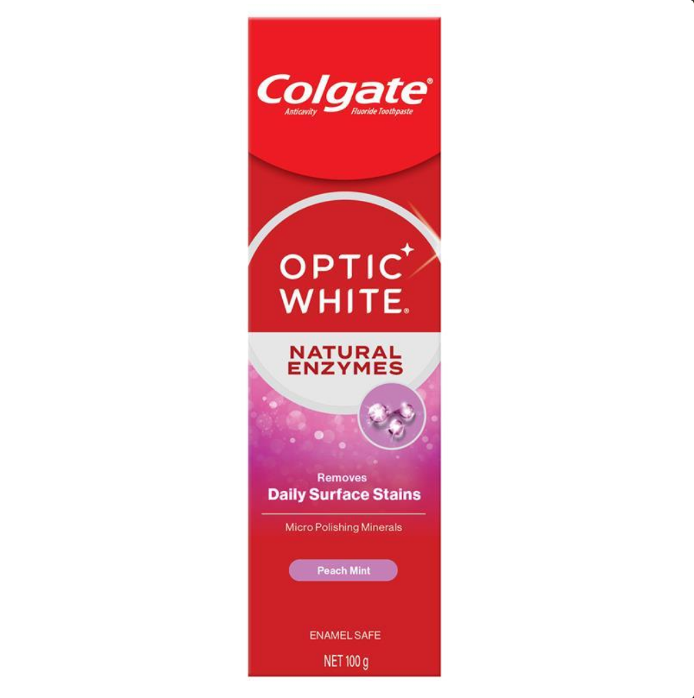 Colgate Toothpaste Optic White Natural Enzymes Peach Mint 100g