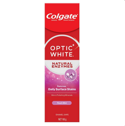 Colgate Toothpaste Optic White Natural Enzymes Peach Mint 100g