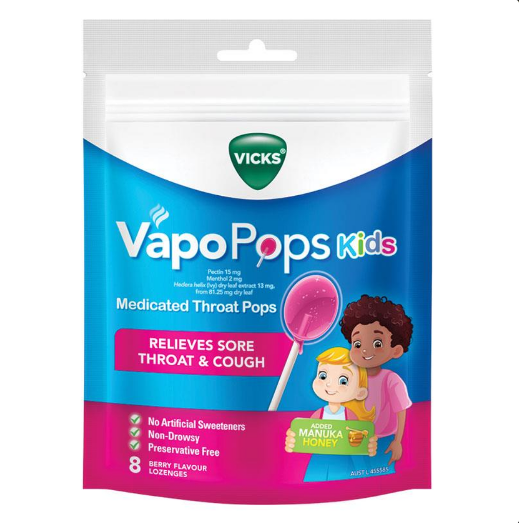 Vicks VapoPops Kids Medicated Throat Pops 8 Pack