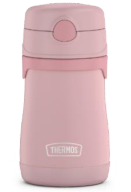 Thermos Foogo Stainless Steel Vacuum Insulated Drink Bottle with Straw Rose 290mL