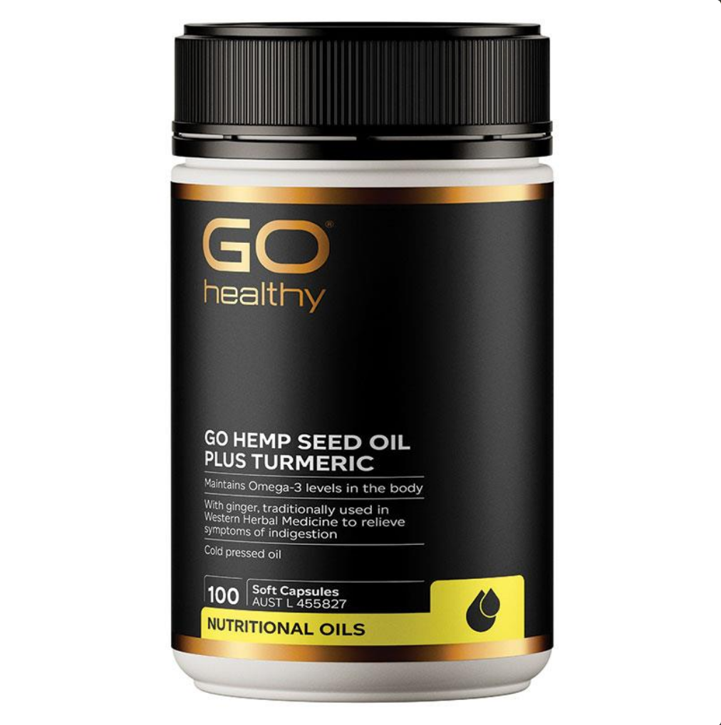 GO Healthy Hemp Seed Oil Plus Turmeric 100 SoftGel Capsules