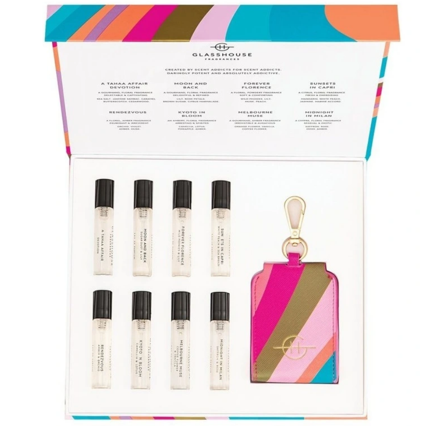 GlassHouse Fragrances Fragrance Library & Travel Case Keyring Eau De Parfum 8 x 5mL