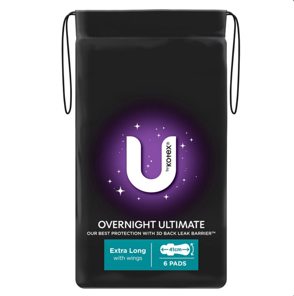 U By Kotex Overnight Extra Long with Wings 6 Pack