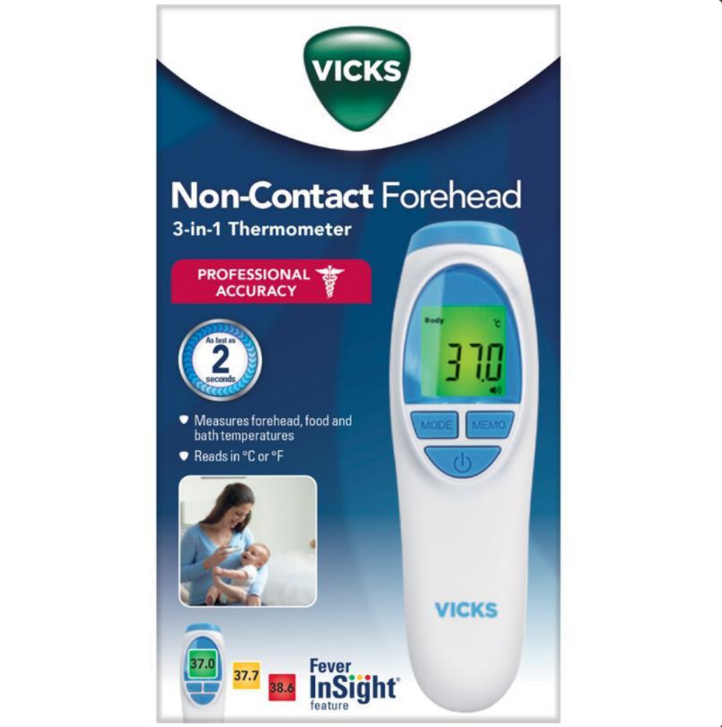 Vicks Non-Contact Forehead 3-In-1 Thermometer