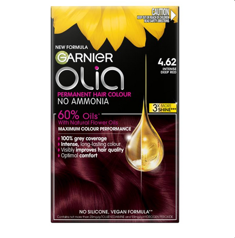 Garnier Olia 4.62 Intense Deep Red Permanent Hair Colour No Ammonia 60% Oils