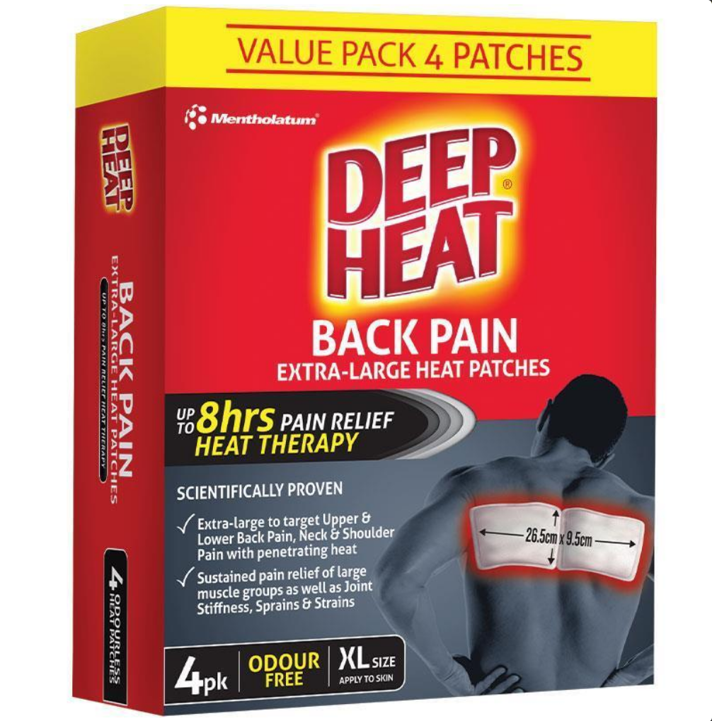 Deep Heat Back Pain Extra-Large Heat Patches 4 Pack