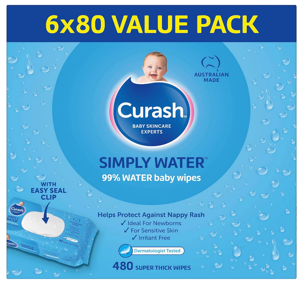 Curash Babycare Simply Water Wipes 6 x 80 Packs