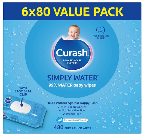 Curash Babycare Simply Water Wipes 6 x 80 Packs