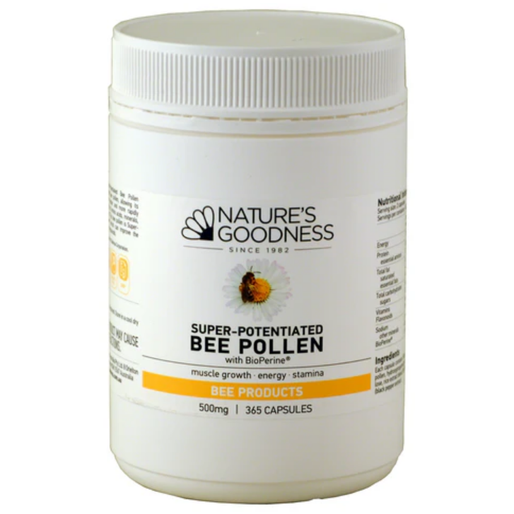 Nature's Goodness Super Potentiated Bee Pollen 500mg 365 Capsules