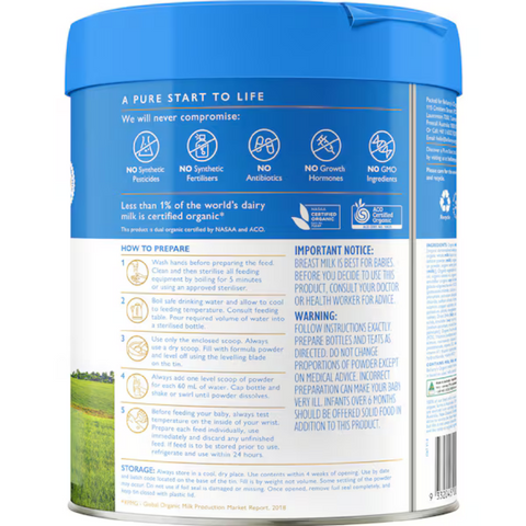 Bellamy's Organic Stage 1 Infant Formula 0 - 6 Months 800g