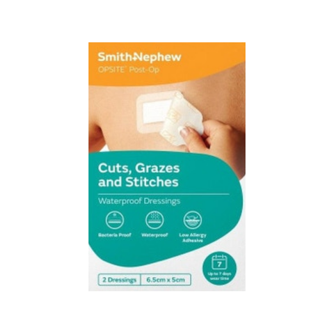 Smith & Nephew Opsite Post-Op Waterproof Dressing 6.5 x 5cm 2 Pack