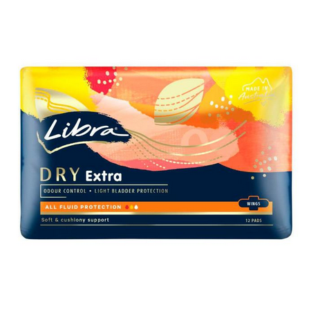 Libra Dry Extra Pads With Wings 12 Pack
