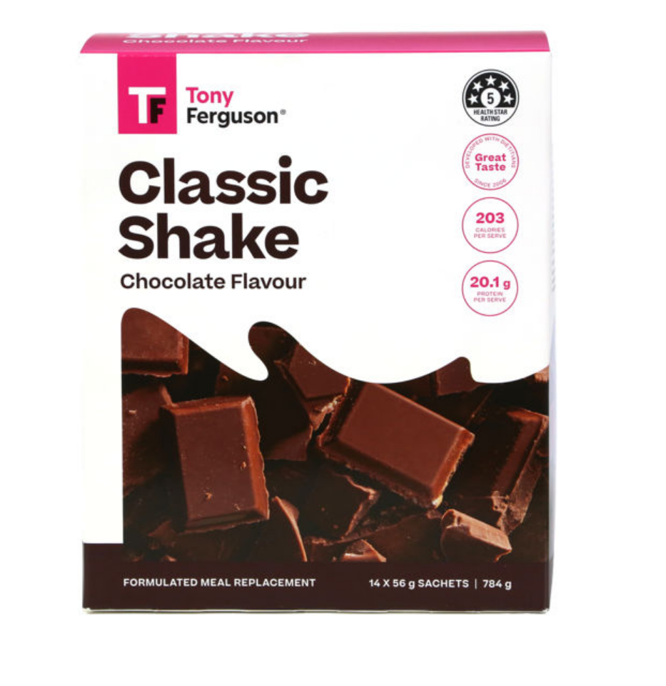 Tony Ferguson Classic Shake Chocolate Flavour 55g x 14 Sachets