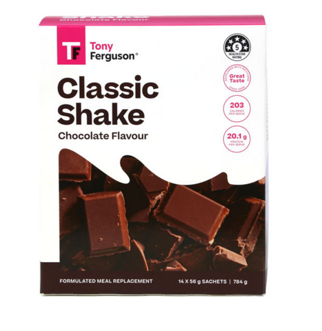 Tony Ferguson Classic Shake Chocolate Flavour 55g x 14 Sachets