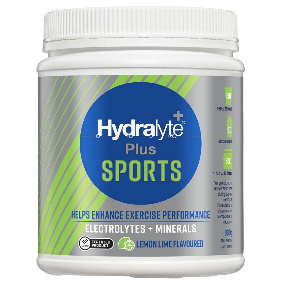 Hydralyte Plus Sports Lemon Lime Flavoured Powder 900g