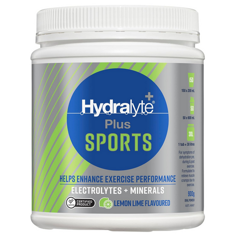 Hydralyte Plus Sports Lemon Lime Flavoured Powder 900g
