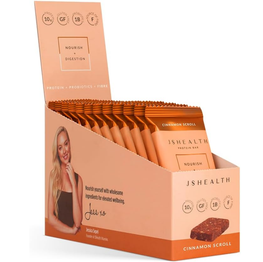 JSHEALTH Protein Bar Cinnamon Scroll 12 x 45g Bars