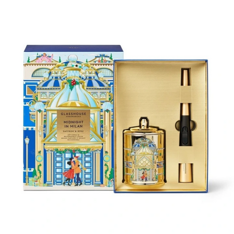 Glasshouse Fragrances Midnight In Milan Soy Candle & Lighter Holiday Gift Set