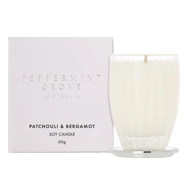 Peppermint Grove Australia Patchouli & Bergamot Scented Soy Candle 60g