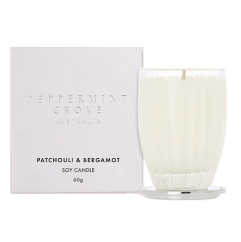 Peppermint Grove Australia Patchouli & Bergamot Scented Soy Candle 60g