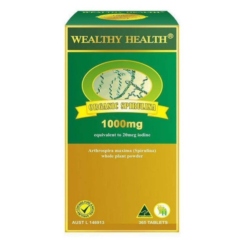 Wealthy Health Organic Spirulina 1000mg 365 Tablets