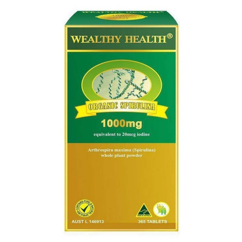 Wealthy Health Organic Spirulina 1000mg 365 Tablets