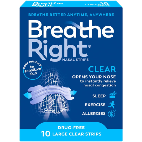 Breathe Right Clear Nasal Congestion 10 Large Clear Strips