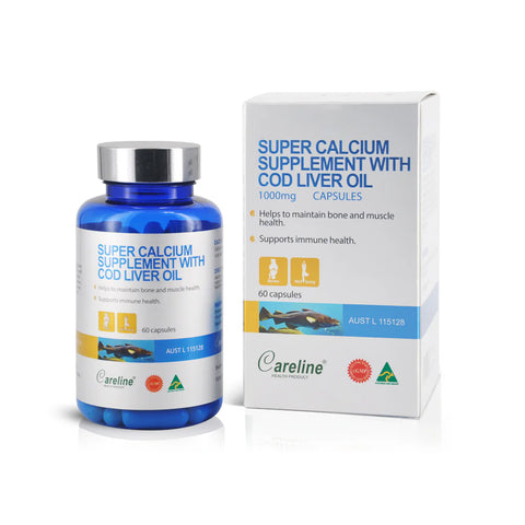 Careline Blue Summit Super Calcium Supplement with Cod Liver Oil 60 Capsules