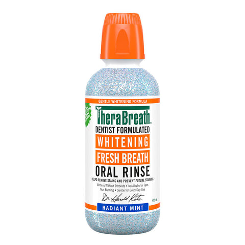 TheraBreath Whitening Radiant Mint Oral Rinse 473mL