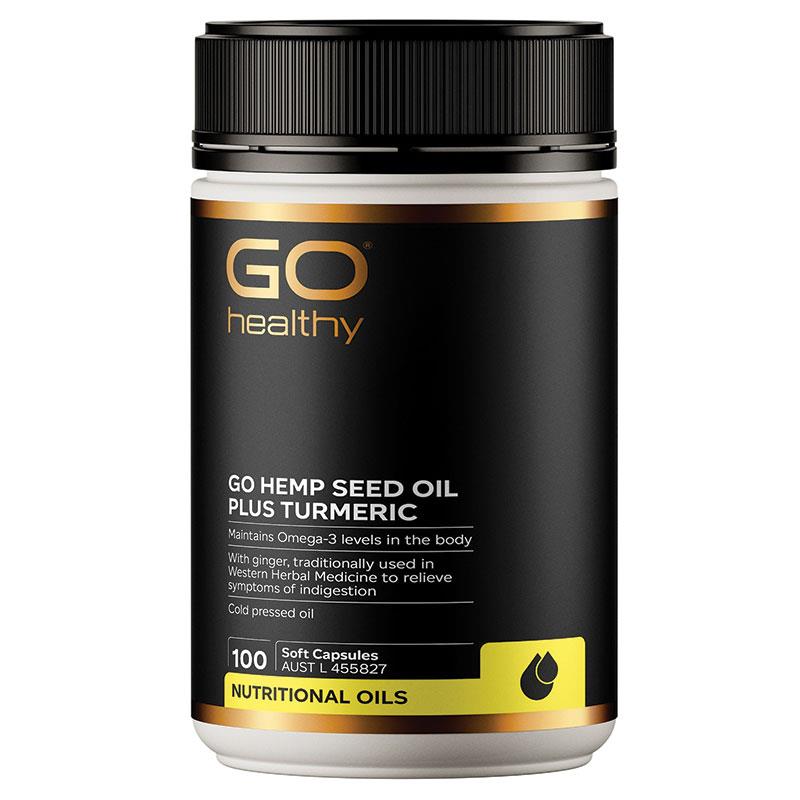 GO Healthy Hemp Seed Oil Plus Turmeric 100 Softgel Capsules