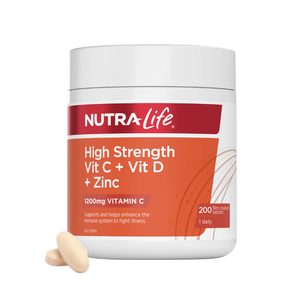 Nutra-Life High Strength Vit C + Vit D + Zinc 200 Tablets