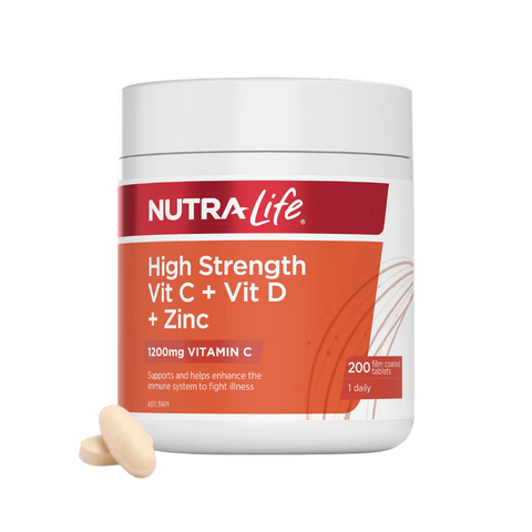 Nutra-Life High Strength Vit C + Vit D + Zinc 200 Tablets