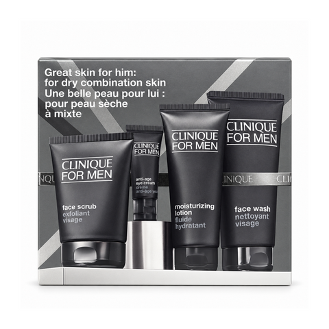 Clinique Great Skin For Him Dry Combination Skin 4 Piece Gift Set